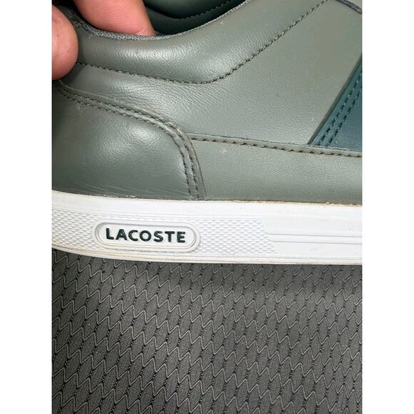 Lacoste Shoes Mens Size 8.5 Gray Green Logo Lace Up Casual Sneakers Low Top